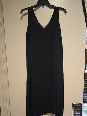 Simple Reversible Black/Gray Sleeveless V-Neck Maxi Dress